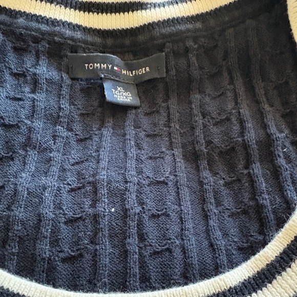 Tommy Hilfiger Dark Blue Crewneck Sweater 100% Cotton - Picture 4 of 6